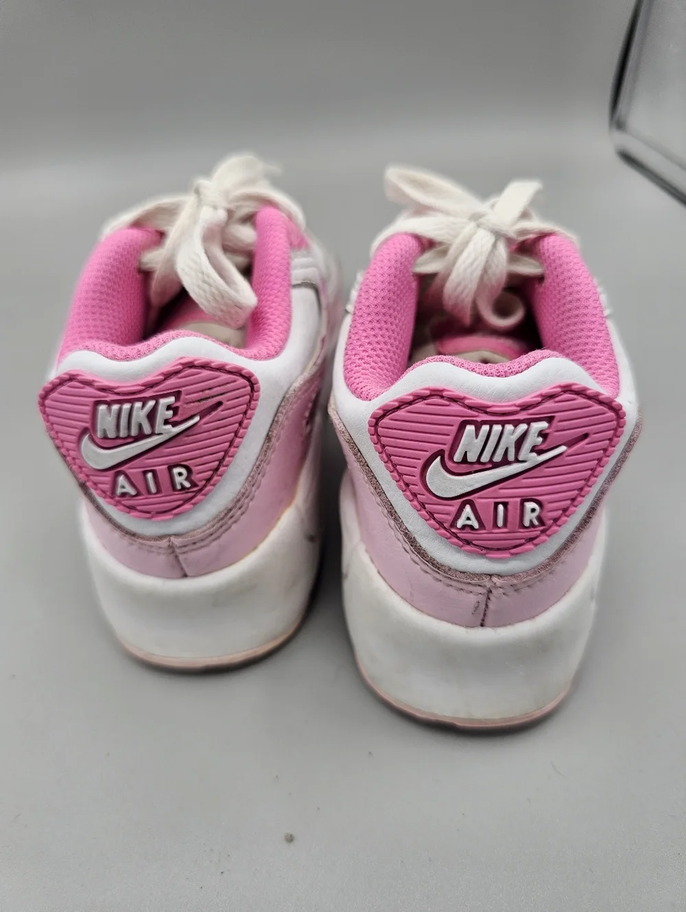 Nike Air Max 90 Girls 12c Shoes Hot Pink Baby White‎ Leather Sneakers Kids Youth